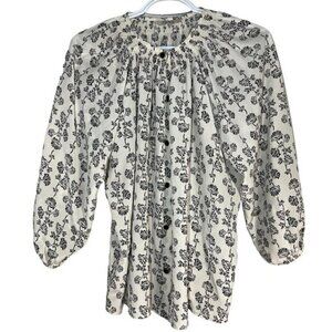 Tucker 100% Silk Button Front Floral Print Blouse size S